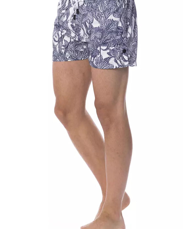 Light Blue Polyester Men's Swim Trunk