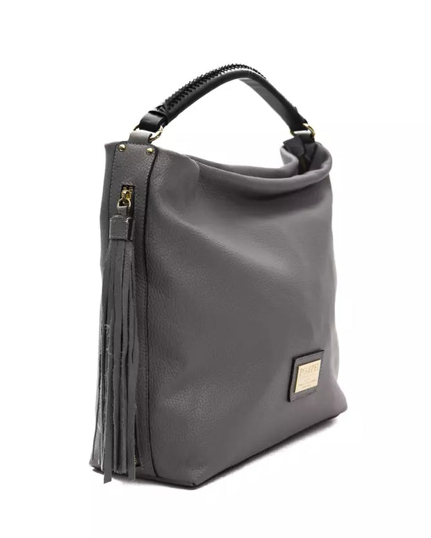 Gray Leather Women Shoulder Bag