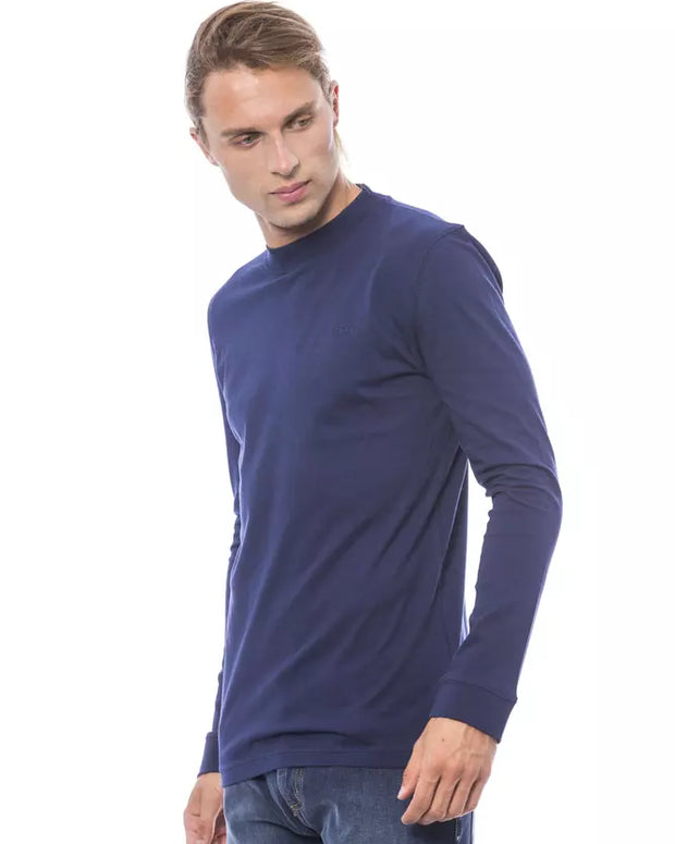Blue Cotton Men Sweater