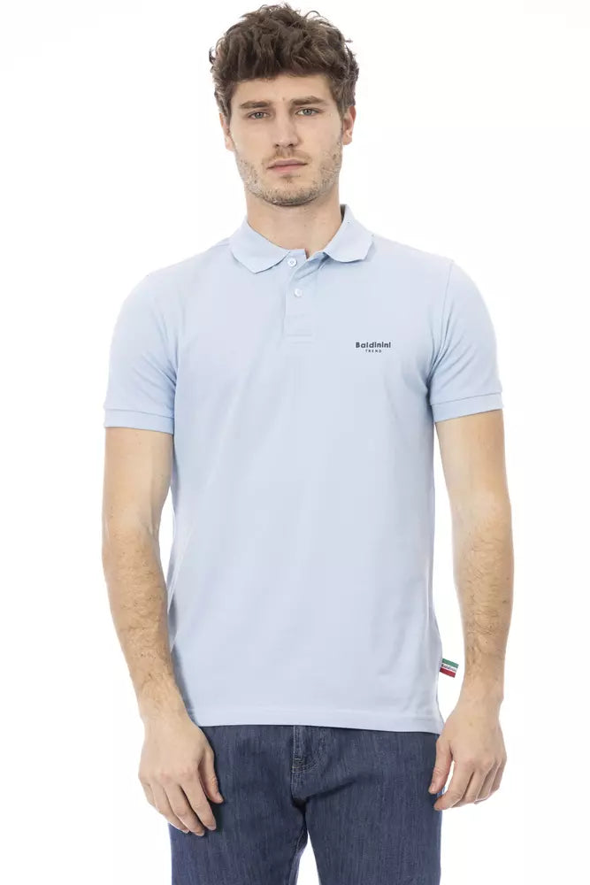 Light Blue Cotton Men Polo Shirt