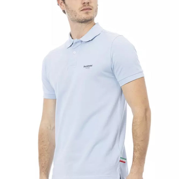 Light Blue Cotton Men Polo Shirt