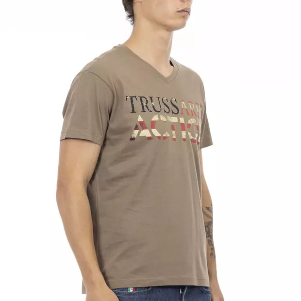 Brown Cotton Men T-Shirt