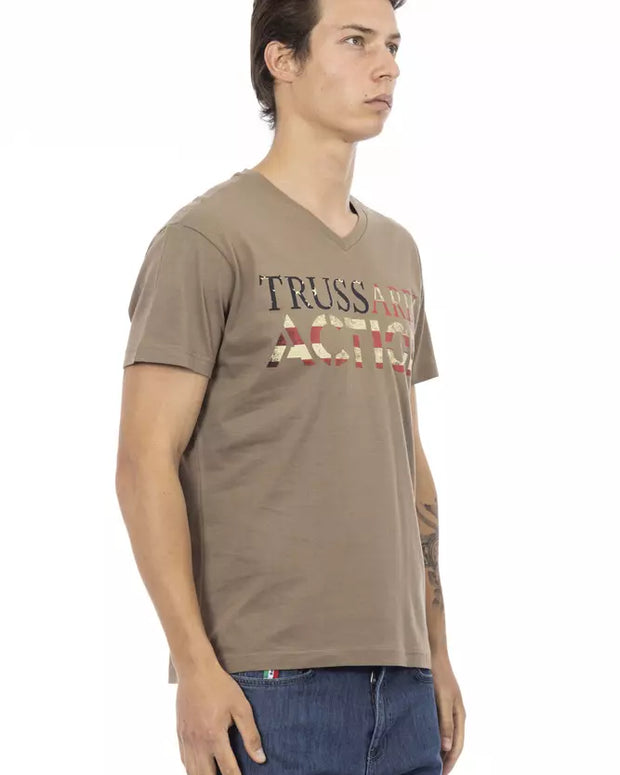 Brown Cotton Men T-Shirt