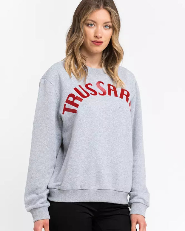 Gray Cotton Women Sweatshirt