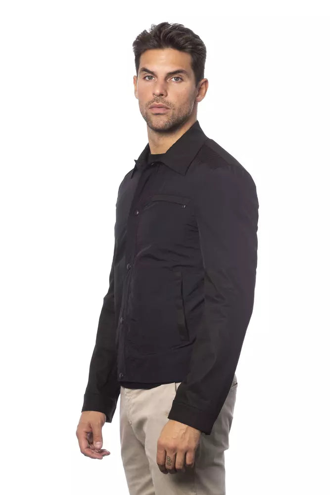 Black Cotton Men Bomber Jacket