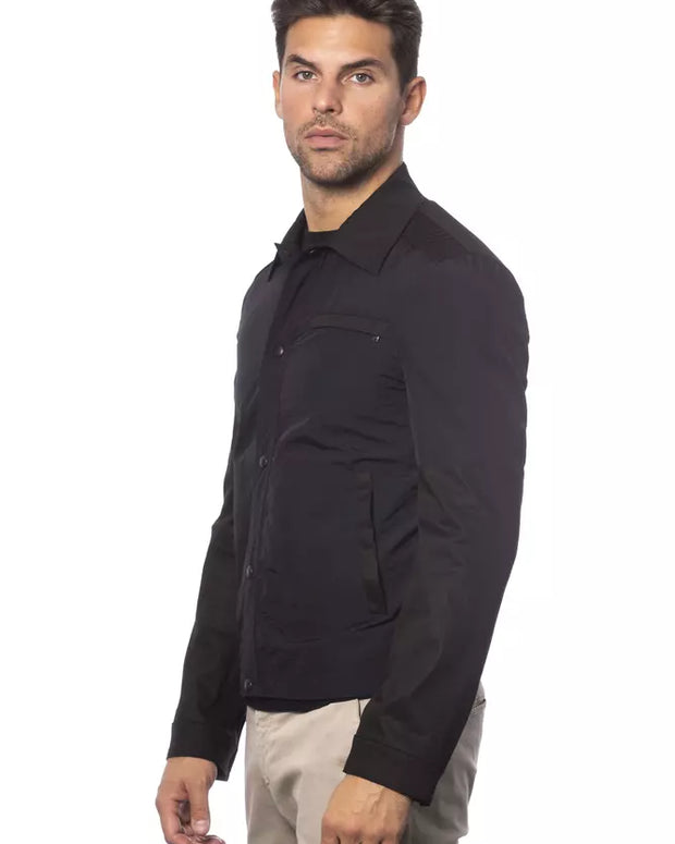 Black Cotton Men's Bomber Jacket