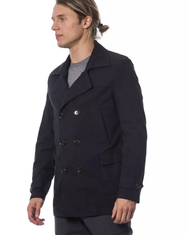 Blue Cotton Men Blazer