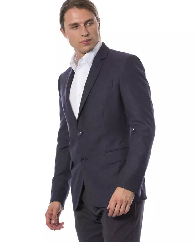 Elegant Blue Wool Single-Breasted Blazer