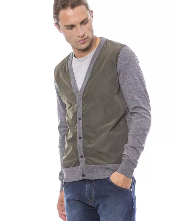 Gray Wool Men Cardigan