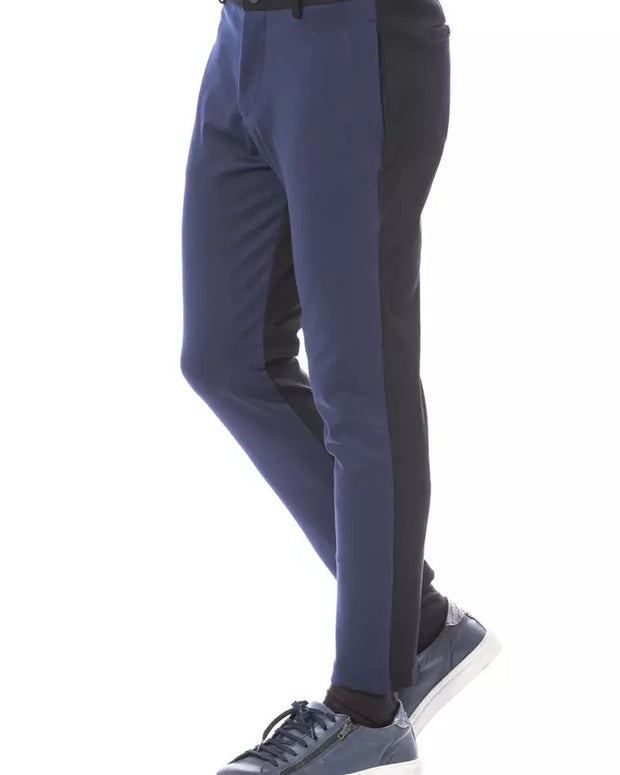 Blue Viscose Men Pant