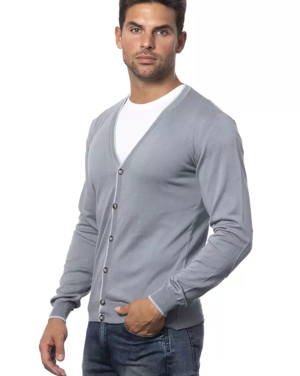 Gray Cotton Men Cardigan