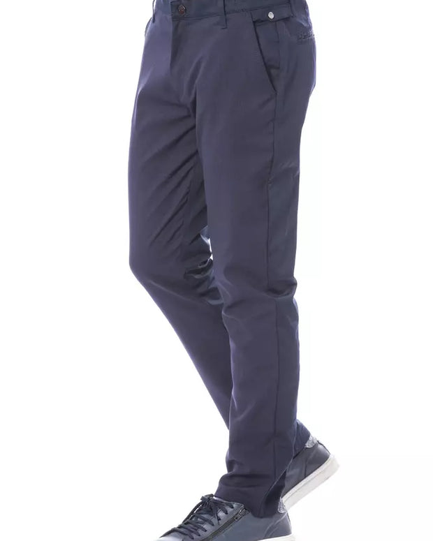 Blue Polyester Men's Pant