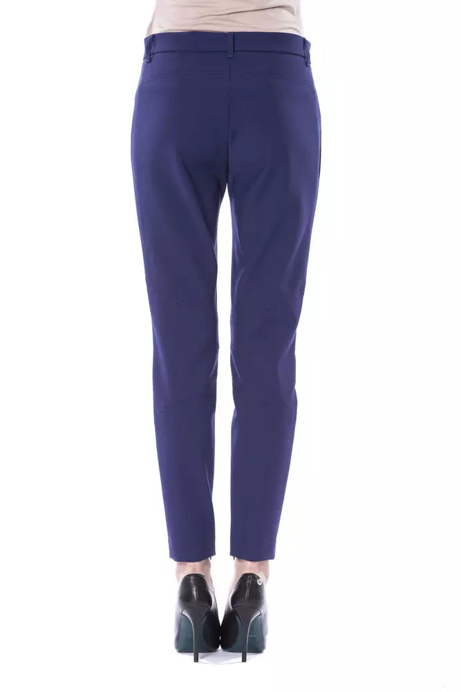 Blue Polyester Women's Pant