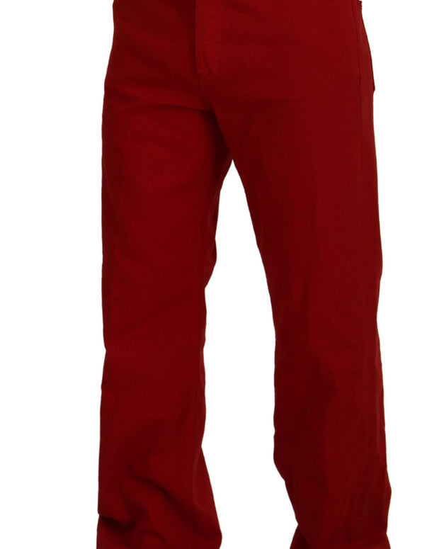 Red Cotton Straight Fit Men Denim Jeans
