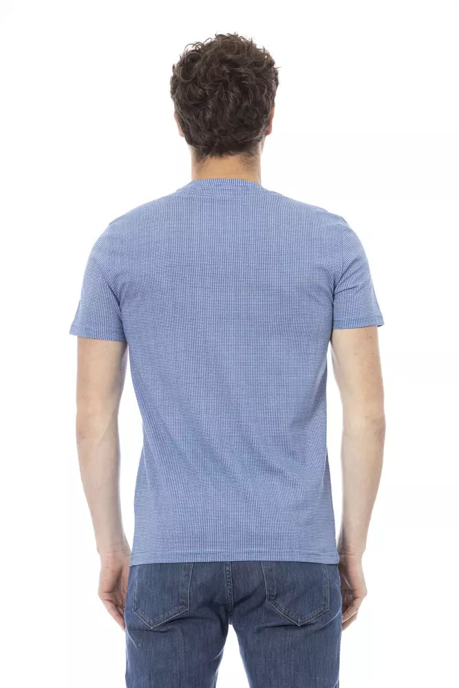 Light Blue Cotton Men T-Shirt