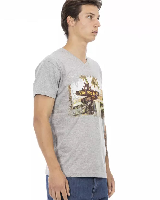 Gray Cotton Men T-Shirt