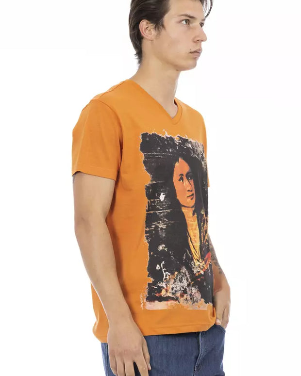 Orange Cotton Men T-Shirt