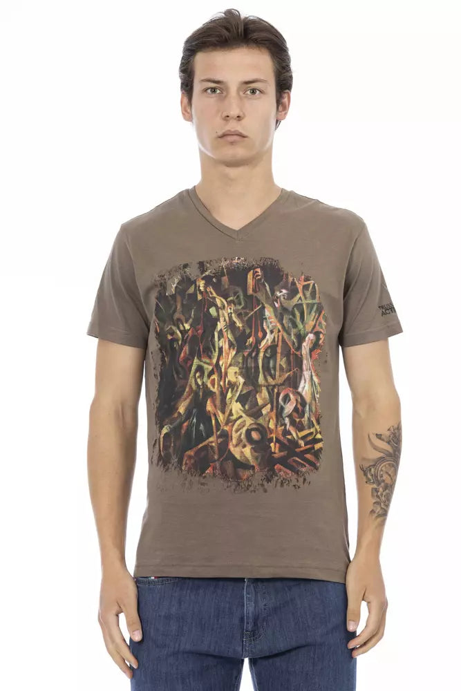 Brown Cotton Men T-Shirt