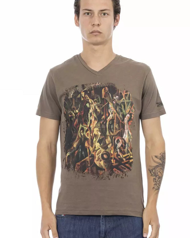 Brown Cotton Men T-Shirt