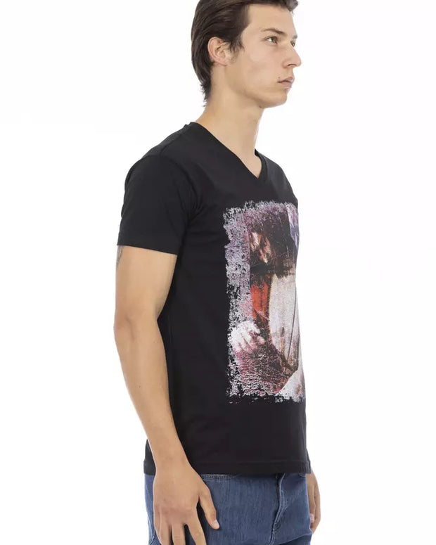 Black Cotton Men T-Shirt
