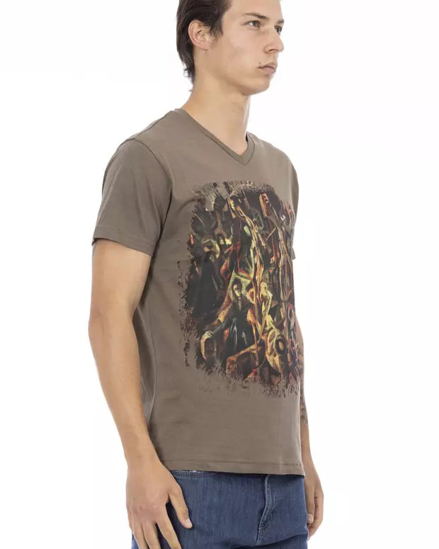 Brown Cotton Men T-Shirt