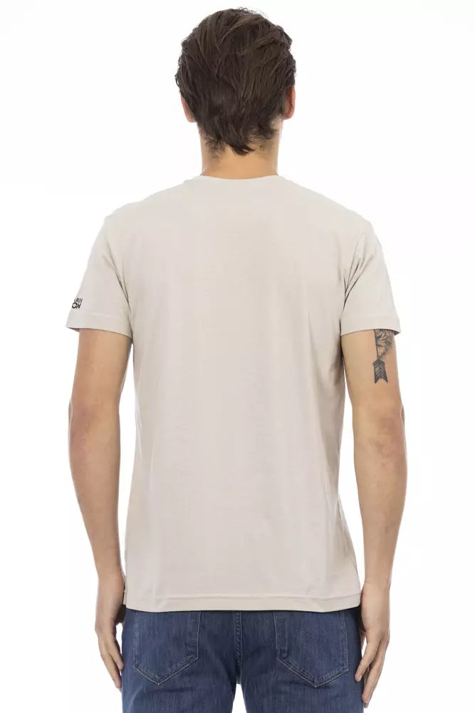 Beige Cotton Men T-Shirt