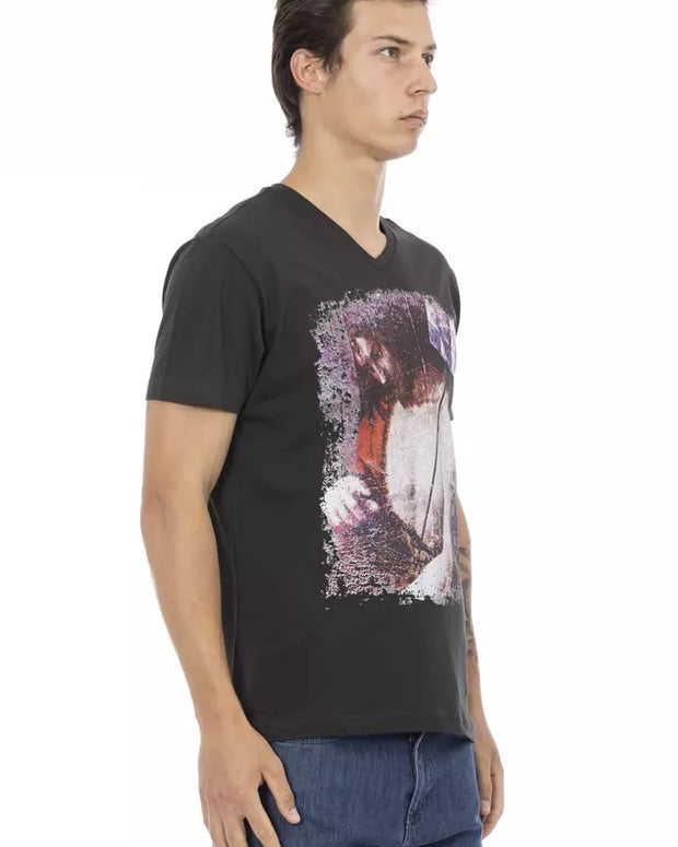 Black Cotton Men T-Shirt