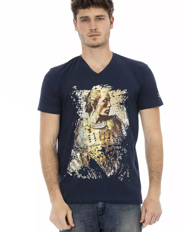 Blue Cotton Men T-Shirt