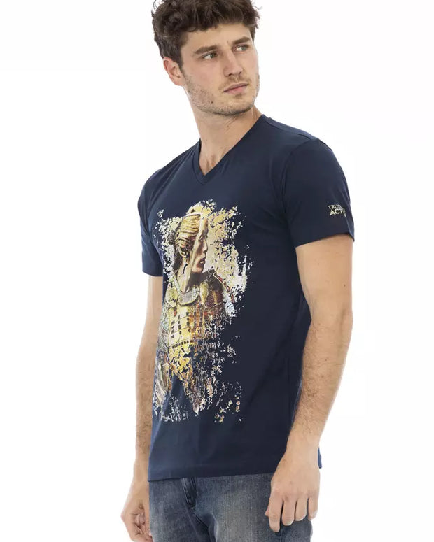 Blue Cotton Men T-Shirt