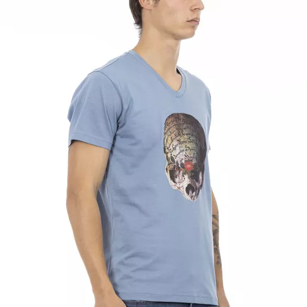 Light Blue Cotton Men T-Shirt