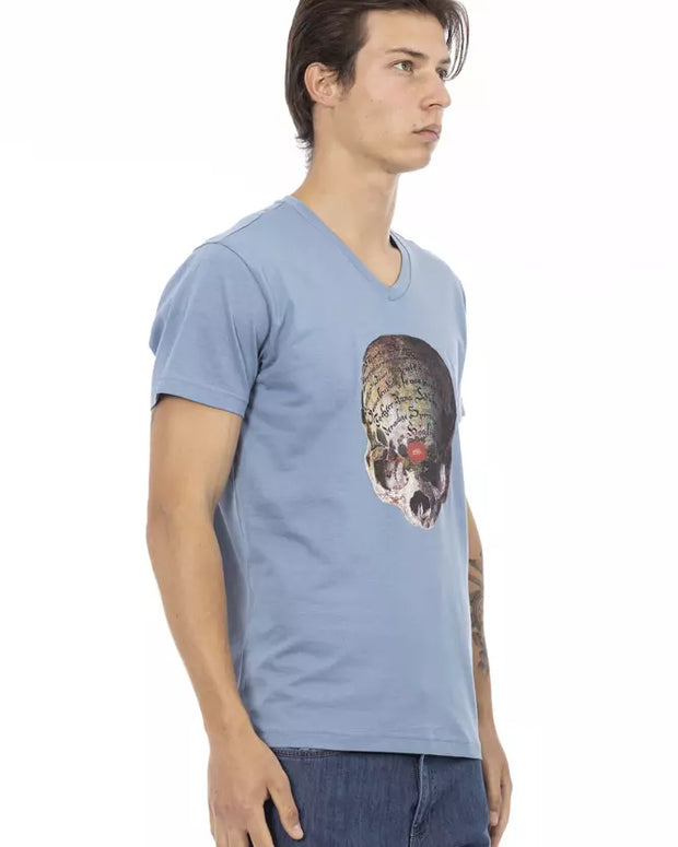 Light Blue Cotton Men T-Shirt