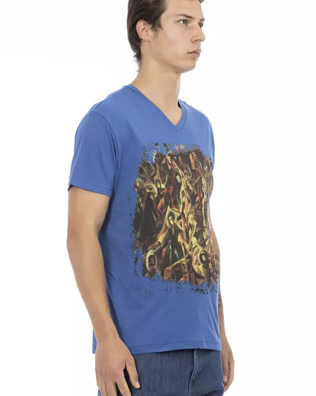 Blue Cotton Men T-Shirt