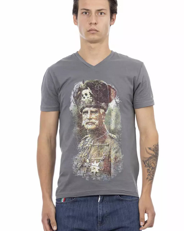 Gray Cotton Men T-Shirt