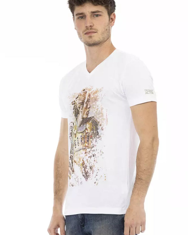 White Cotton Men's V-Neck T-Shirt