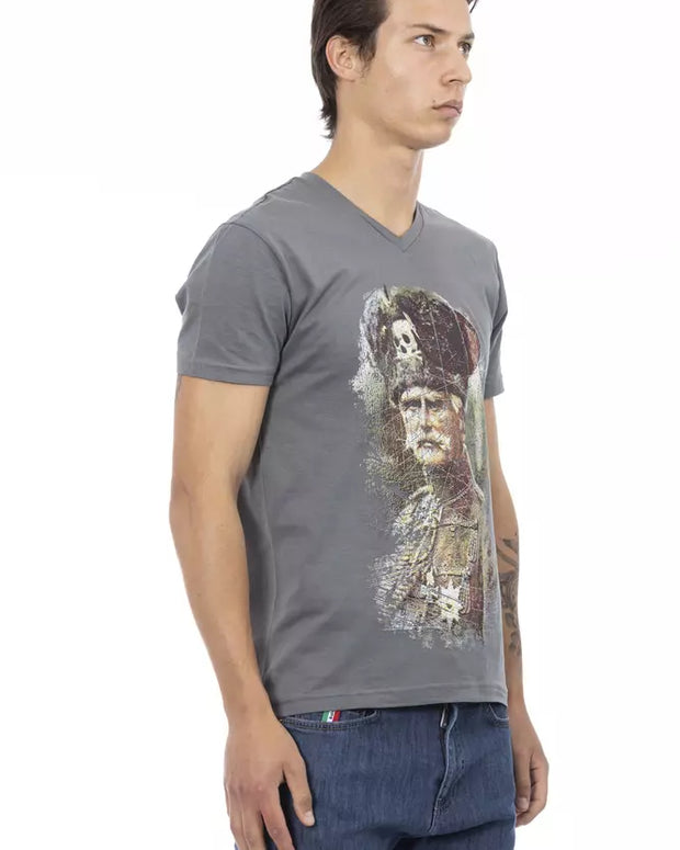Gray Cotton Men T-Shirt