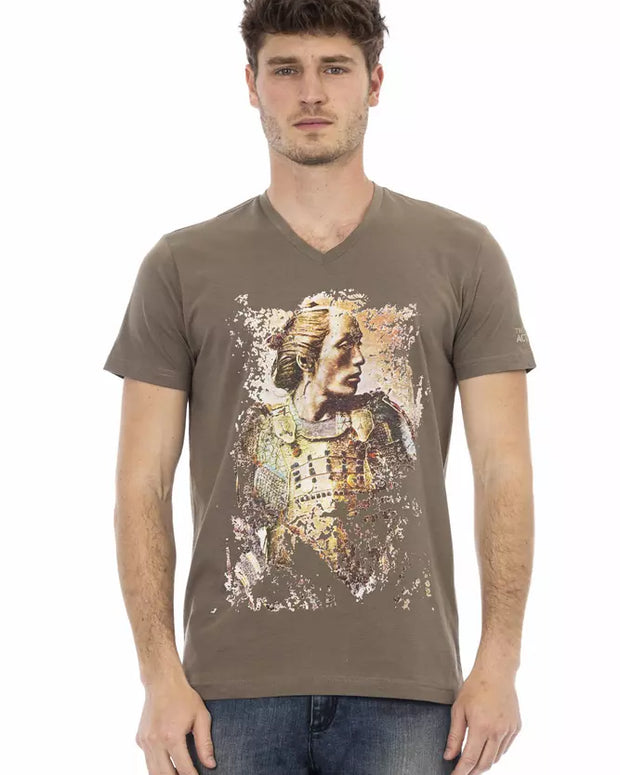 Brown Cotton Men T-Shirt