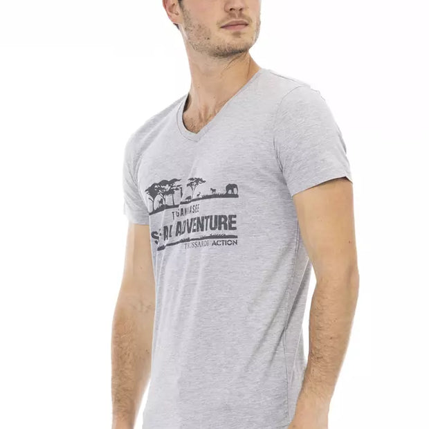 Gray Cotton Men T-Shirt