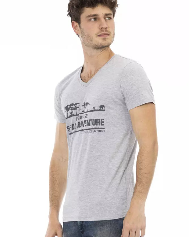 Gray Cotton Men T-Shirt