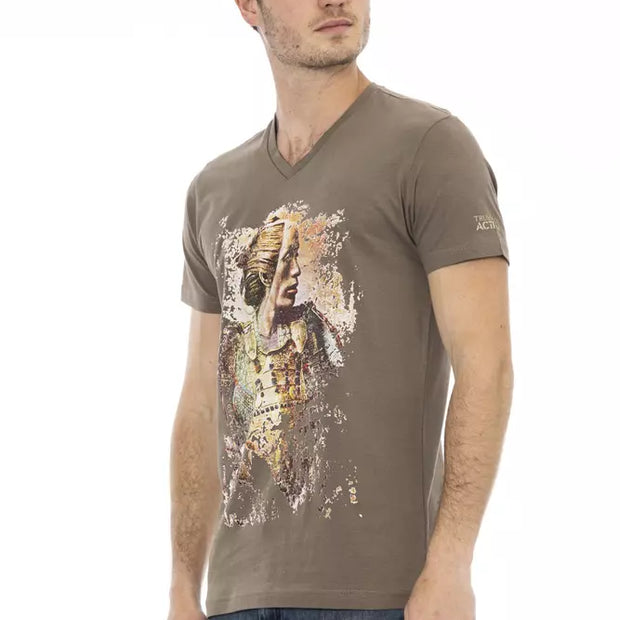 Brown Cotton Men T-Shirt