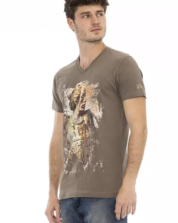 Brown Cotton Men T-Shirt