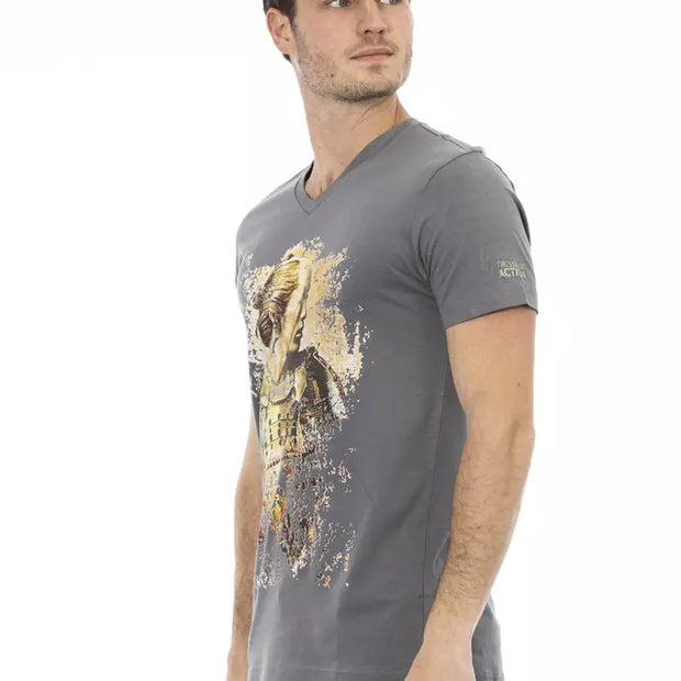 Gray Cotton Men T-Shirt