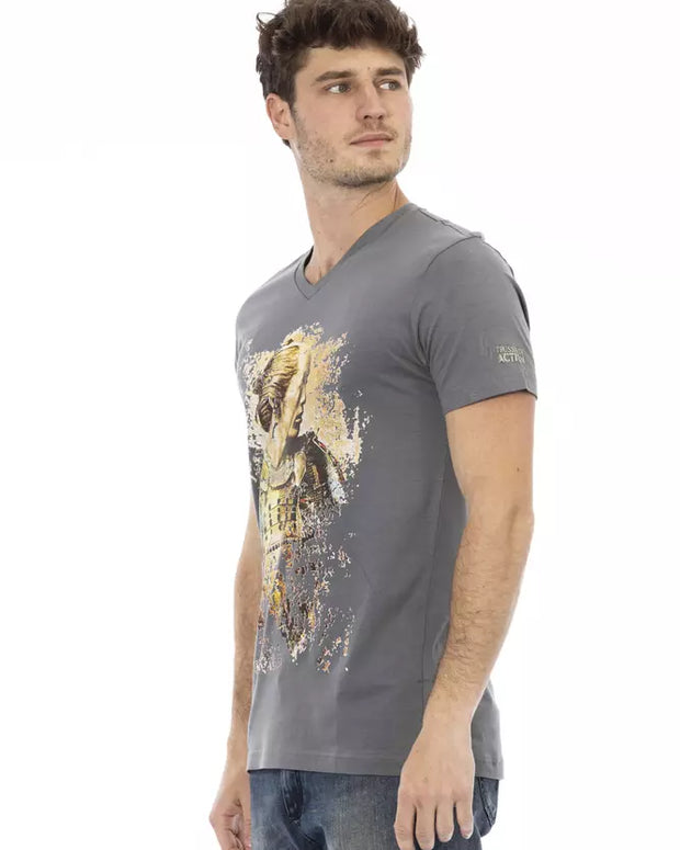 Gray Cotton Men T-Shirt