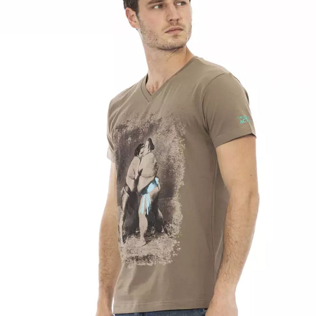 Brown Cotton Men T-Shirt