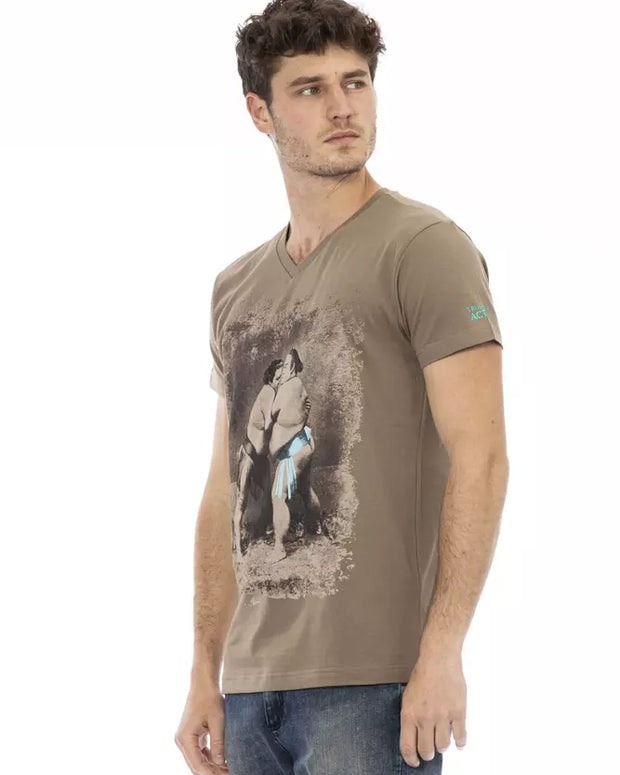 Brown Cotton Men T-Shirt