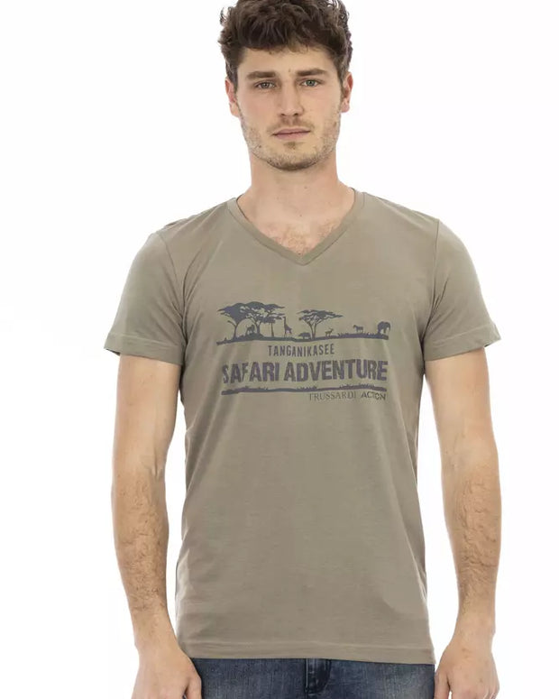 Brown Cotton Men T-Shirt