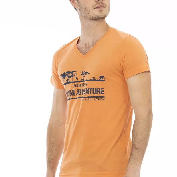 Orange Cotton Men T-Shirt