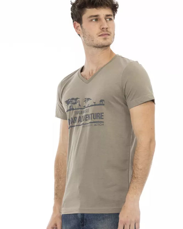 Brown Cotton Men T-Shirt