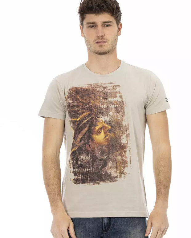 Beige Cotton Men T-Shirt