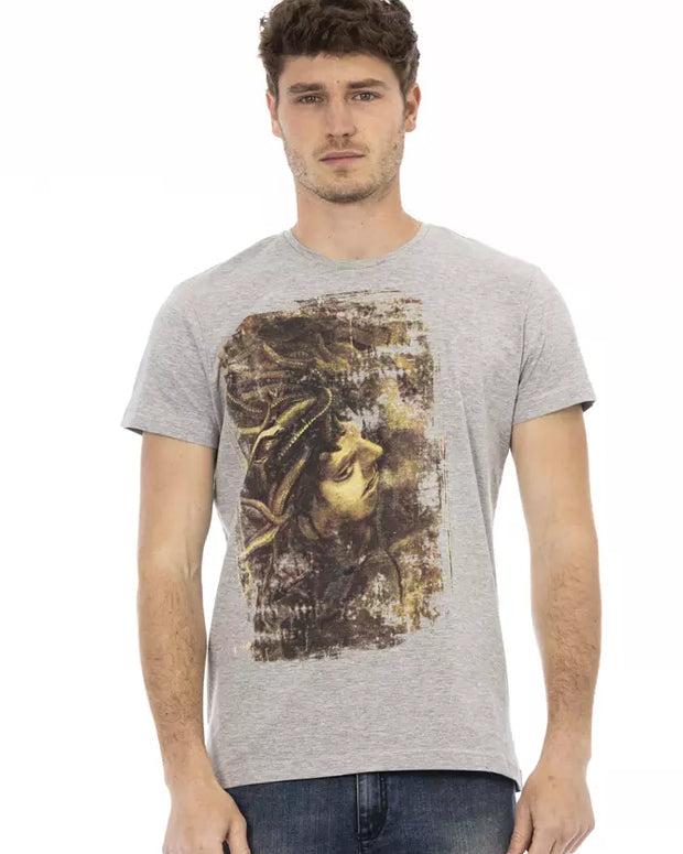 Gray Cotton Men T-Shirt