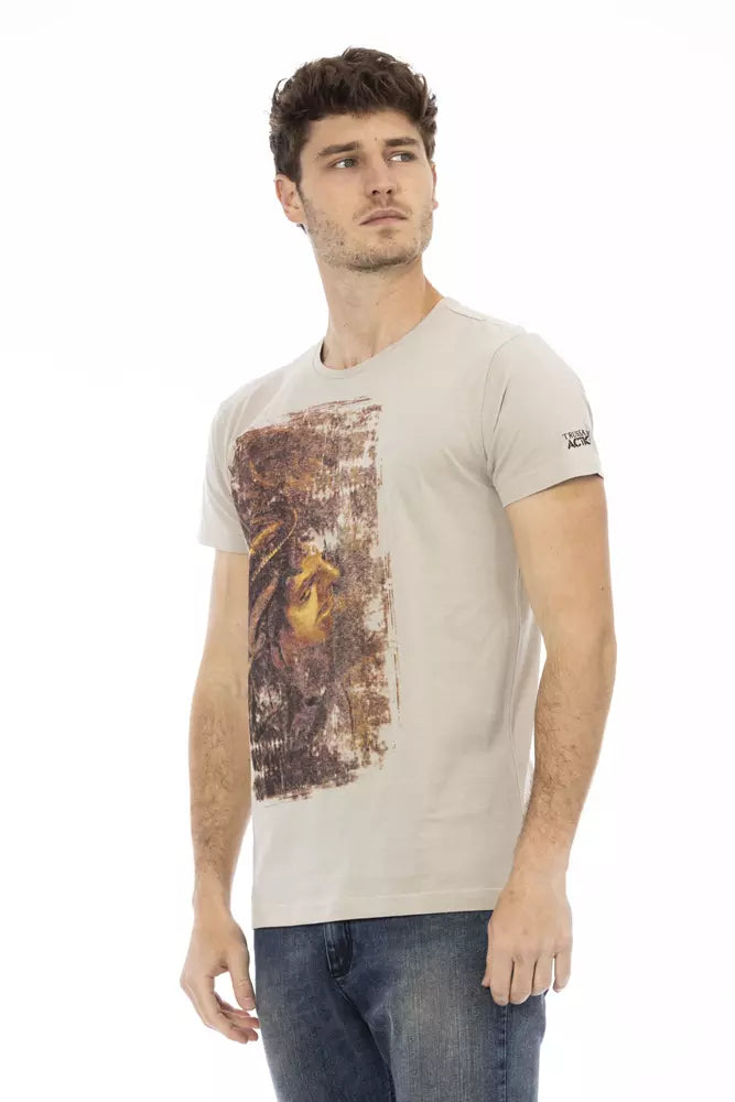 Beige Cotton Men T-Shirt